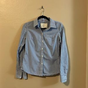 American Eagle Outfitters Favorite Blue White Gingham Plaid Button Up Shirt 4